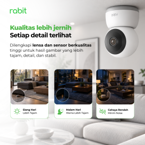 Hasil rekaman CCTV Rabit PTZ X di siang hari yang tajam, malam hari yang berwarna tajam, serta kondisi cahaya rendah minim noise.