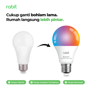 Smart Light Bulb Color 12W Bluetooth 17 Kemudahan mengganti bohlam lama ke bohlam smart bulb Rabit tanpa teknisi, tanpa instalasi tambahan, dan tanpa renovasi.