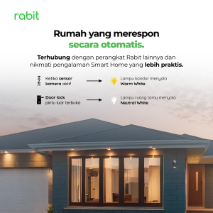 Smart Light Bulb Color 12W Bluetooth 22 Integrasi otomatisasi lampu smart home Rabit yang merespon sensor kamera dan doorlock pintu luar