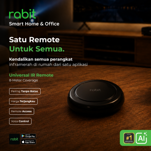 Universal IR Remote Control (WiFi) 15 Rabit Universal IR Remote dengan jangkauan 8 meter untuk mengontrol perangkat inframerah lewat satu aplikasi smartphone