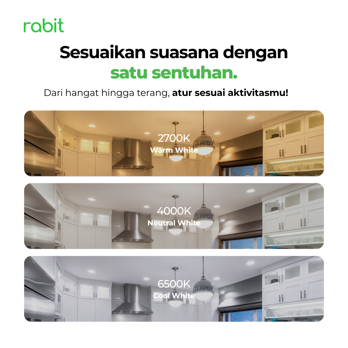 Smart Light Downlight Slim 18W Bluetooth 5 aktivitas harian rumah yang membutuhkan pencahayaan berbeda, yaitu bekerja, makan, nonton film, dan tidur