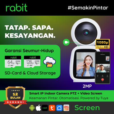 RABIT Smart IP Camera CCTV Indoor PTZ Screen + 2-Way Video Call.