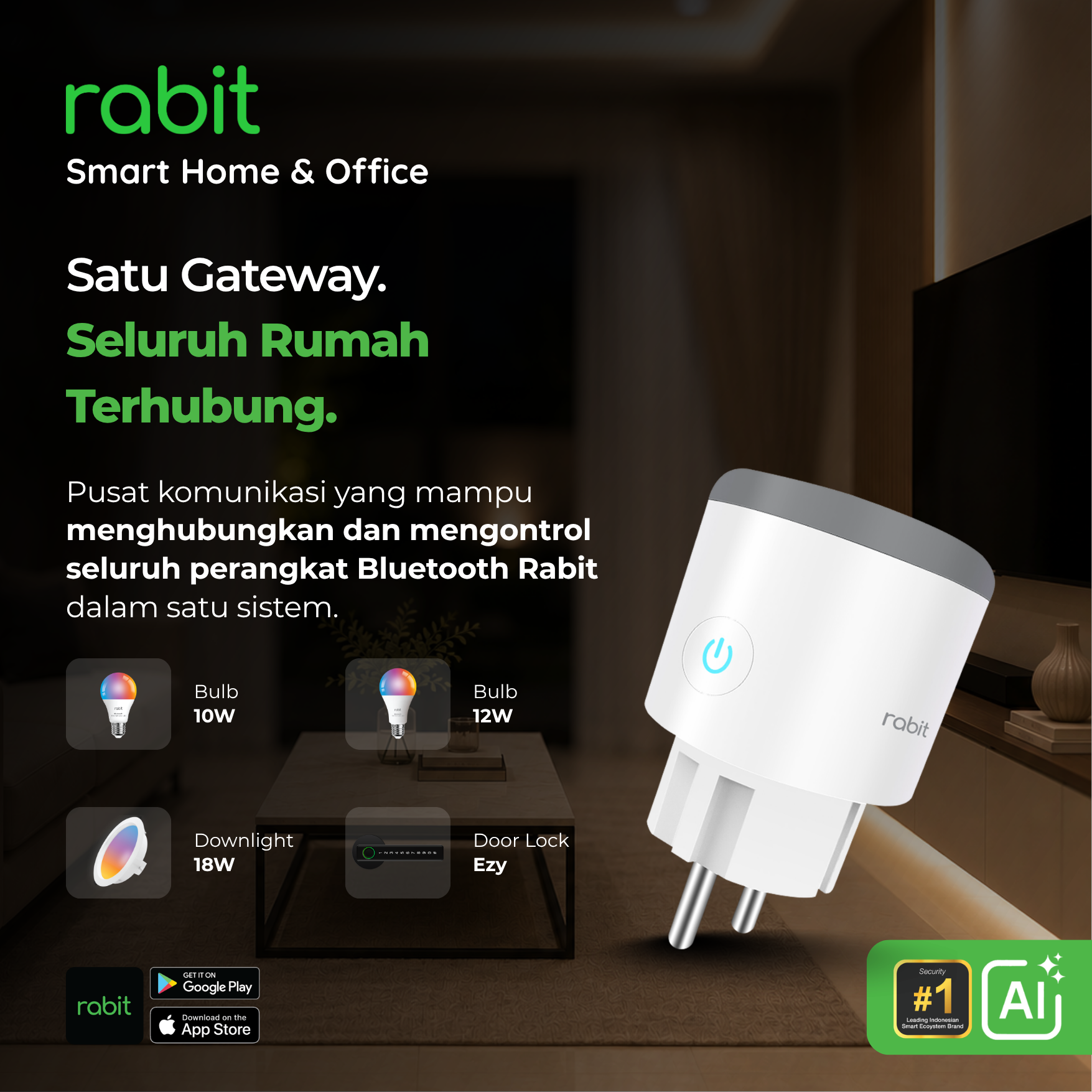 Smart Plug 2 in 1 + Bluetooth Gateway 3 Colokan Rabit Bluetooth Gateway untuk menghubungkan dan mengontrol perangkat bluetooth Tuya