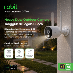 RABIT Smart IP Camera CCTV Outdoor Armor Wide Angle 3K 5MP - Waterproof IP67 Static 5 Kamera CCTV Rabit Outdoor Static Armor resolusi Ultra HD 3K dengan perlindungan tahan cuaca IP67