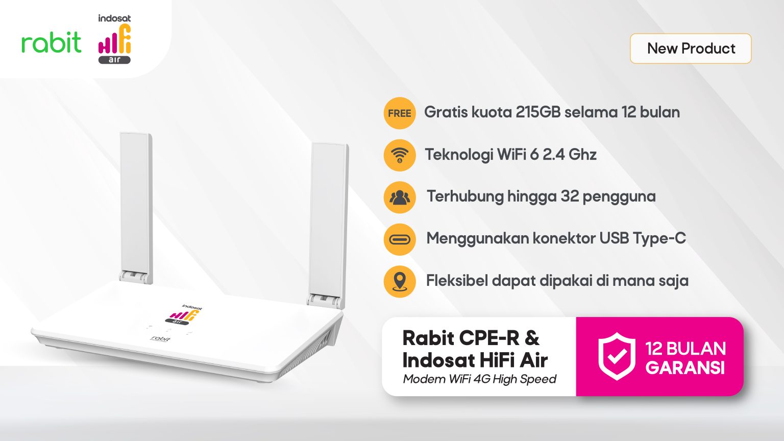 CPE HiFi Air RABIT 4G LTE WiFi 6 - Router Hifi Air Stabil & Cepat