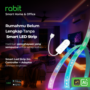 Smart LED Strips 2M 12 Lampu hias Rabit Smart LED Strip 2 Meter warna-warni untuk dekorasi plafon dan meja TV, fitur music mode, dan kontrol via aplikasi