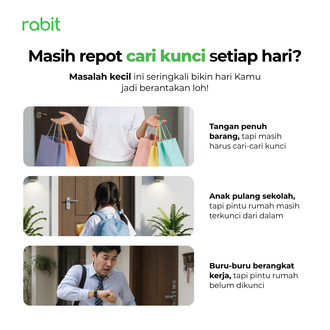 RABIT Smart Doorlock A Kunci Pintu Rumah Fingerprint Kode Pin Digital 4 masalah sehari-hari terkait kunci rumah konvensional