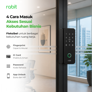 RABIT Smart Doorlock Glass Pintu Kaca Sliding Tanpa Handle Gagang 18 Tampilan Rabit Smart Door Lock Glas s terpasang di pintu kaca kantor,