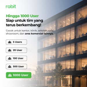 RABIT Smart Doorlock Glass Pintu Kaca Sliding Tanpa Handle Gagang 19 Ilustrasi gedung perkantoran modern yang menunjukkan kapasitas pengguna Rabit Smart Door Lock fleksibel