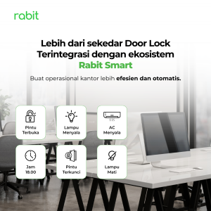RABIT Smart Doorlock Glass Pintu Kaca Sliding Tanpa Handle Gagang 23 Ilustrasi otomatisasi ekosistem Rabit Smart di ruang kantor