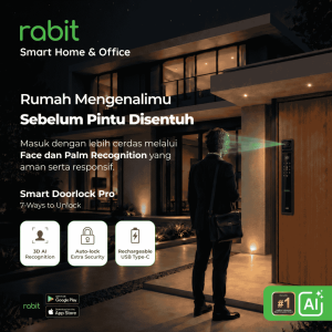 RABIT Smart Door Lock PRO Palm Face 3D Recognition Tanpa Handle Gagang 5 Rabit Smart Doorlock Pro kunci pintu pintar dengan Face Recognition, Fingerprint, RFID, Password, dan Aplikasi Rabit