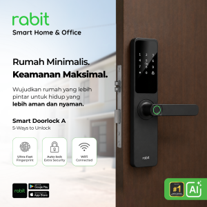 RABIT Smart Doorlock A Kunci Pintu Rumah Fingerprint Kode Pin Digital 15 Kunci pintu pintar Rabit Smart Doorlock A dengan Ultra-Fast Fingerprint, koneksi WiFi, dan fitur auto-lock
